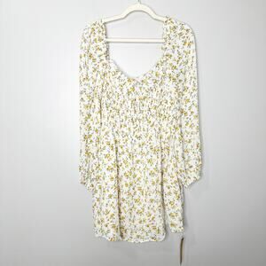 Reformation Morris Floral Mini Dress is Adagio Cream Gold Ruffle 10 NEW